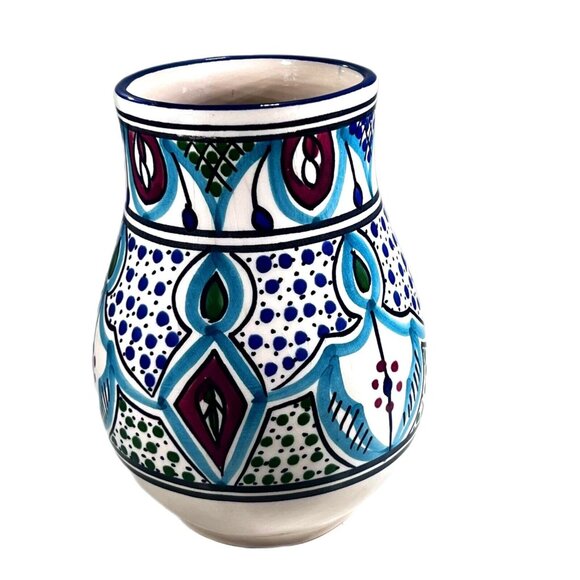 Le Souk Céramique Malika Stoneware Hand Painted Large Mug made in Tunisia 5.75" - Picture 3 of 8